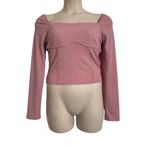 Lush Pink Size XL Cropped Long Sleeve Stretchy Top NWT Nordstrom's $27